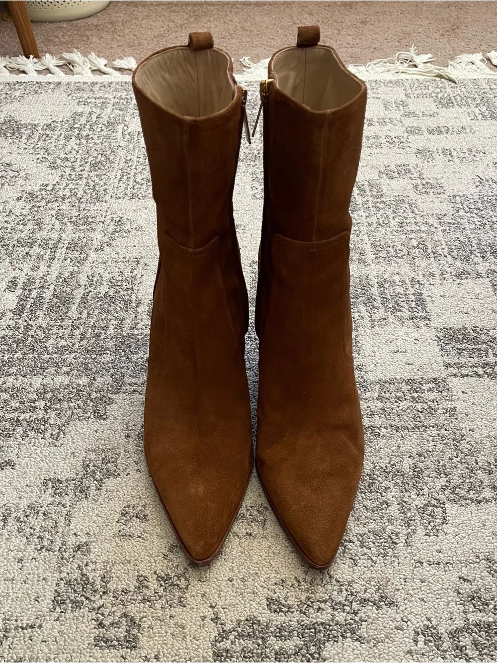 Veronica Beard Logan Suede Zip Ankle Booties Size 12